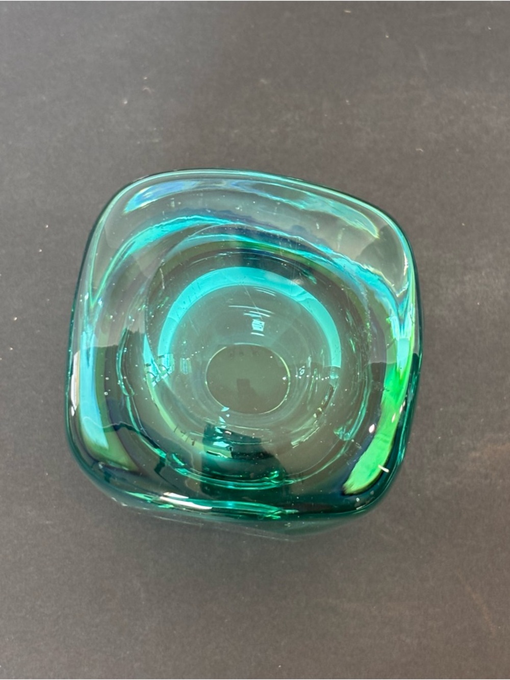 Murano Style Sommerso Art Glass Vase/Candle Teal Blue Heavy Glass Hand Blown4.5” - Picture 6 of 15